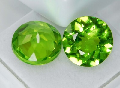#ad Natural Genuine Peridot Green Round Cut 18 Ct CERTIFIED Loose Gemstone Pair $13.50