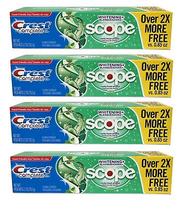 #ad CREST COMPLETE WHITENING Scope Fluoride Mint Toothpaste Pasta Dental 2.7oz 4Pac $16.95