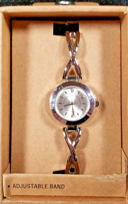 #ad Silver Women#x27;s Watch With Adjustable Band amp; Champagne Dial $6.00