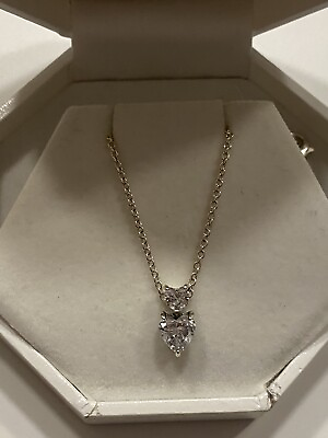#ad Genuine Sterling Silver Pandora Necklace And Heart Pendant. 100% Genuine Pandora C $74.99