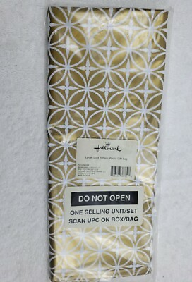 #ad Hallmark 56quot; Large Plastic Gift Bag Gold Damask for Engagement Parties Bridal $11.99