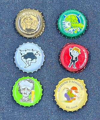 #ad Vintage Beer Bottle Caps Assortment of 6 Lot of “Cute Little Guys” $7.00