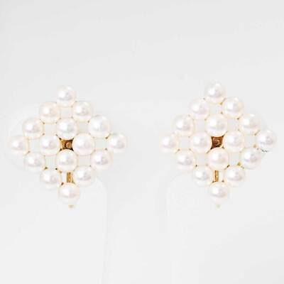 #ad Mikimoto Baby Pearl Earrings K14 Yellow Gold 16pcs x2 19x19mm $768.40