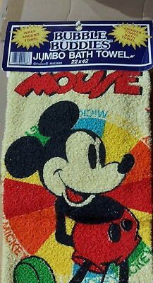 #ad Disney MICKEY MOUSE BUBBLE BUDDIES Jumbo BATH Yellow Wrap Towel 42X22 NEW $7.12