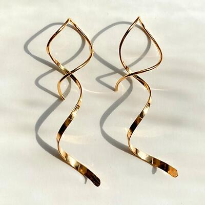 #ad Earrings for Women Spiral Threader Earrings 14k Gold Earrings Bent Dangle Gold $7.99