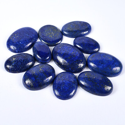 #ad 439 Ct 11 Pc Natural Pyrite Gold Flakes Lapis Lazuli Oval Cab Gems Lot 24 35 MM $27.48