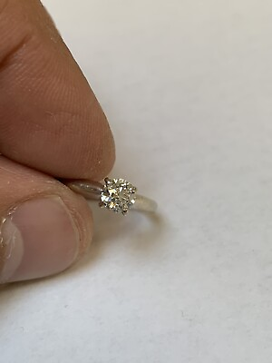 #ad Natural Round Diamond Solitaire Engagement Ring 14K White Gold H si2 $490.00