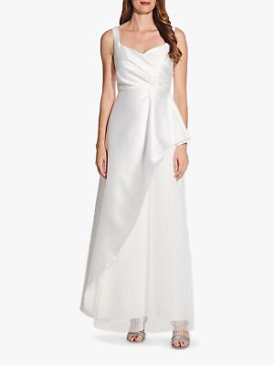#ad Adrianna Papell Mikado Long Dress White Gown 10 NWT $95.20