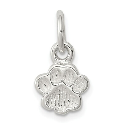 #ad Sterling Silver 925 Polished and Textured Paw Print Charm Pendant $13.20