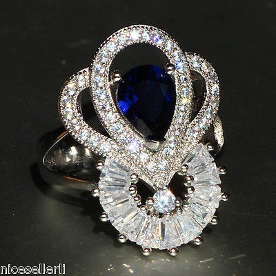 #ad New Blue Zircon Birthstone Silver Filled Wedding Bridal Gift Ring No.571 $1.99