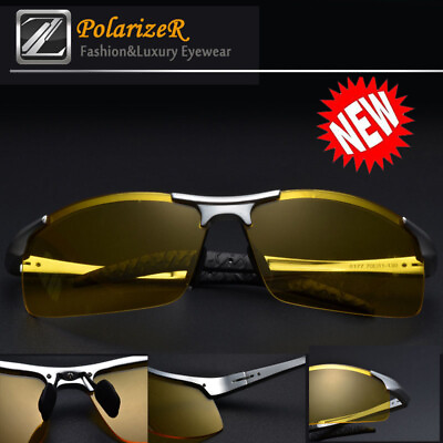 #ad Tac HD Polarized Night Vision glasses Men Driving Sport Pilot Aviator sunglasses $9.49