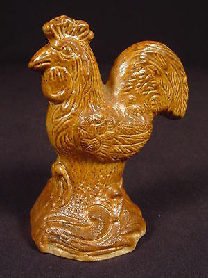 #ad RARE ANTIQUE TOY ROOSTER ROCKINGHAM GLAZE STONE WARE YELLOW WARE $175.00