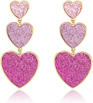 #ad Pink Heart Earrings for Women Unique Valentine#x27;s Day Gifts Stylish Jewelry f $32.80