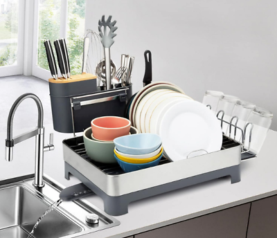 #ad KitchenAid Full Size Dish Drying Rack Stainless Steel Satin Light Gray Large $38.99