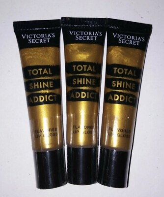 #ad Set Of 3 Victoria#x27;s Secret Lip Gloss Total Shine Addict Gold Crush Sealed $24.99