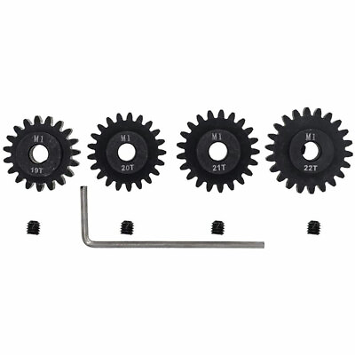 #ad 4pcs Mod 1 Pinion Gear 5mm Set Hardened 19T 20T 21T 22T M1 Pitch Gears RC US #Y $13.69