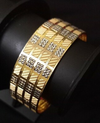 #ad Gold Plated Jewelry Fashion Indian Bollywood Ethnic 4PC Bangles Bracelets Set $16.00