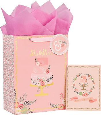 #ad 13quot; Large Gift Bag with Greeting Card and Tissue Paper for Wedding Anniversary $7.90