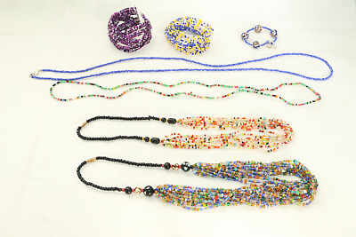 #ad AFRICAN GHANAIAN SEED BEAD NECKLACES BRACELET Lot of 8 $24.00