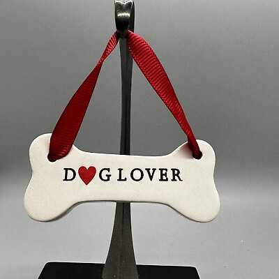 Dog Lover Ornament Christmas Gift White Bone Ceramic Porcelain $5.99