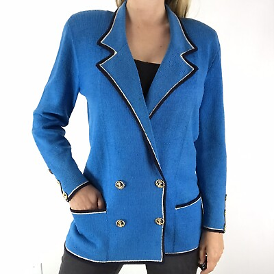 #ad Don Sayres of Wellmore Vintage Blue Knit Nautical Evening Blazer Jacket Size M L $60.00
