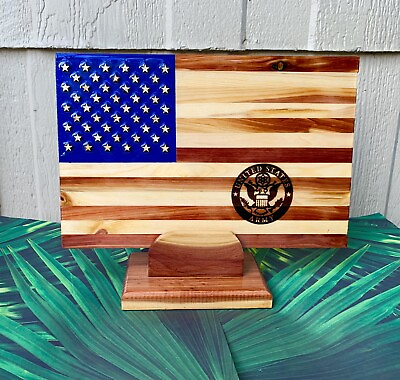 #ad Army Flag Army Plaque Wooden flag patriotic gift american flagveteran Gift $59.99