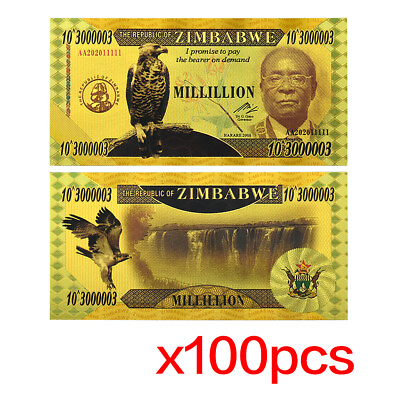 #ad Souvenir Gifts 100pcs lot Zimbabwe Gold Banknotes Millillion Dollars Home Decor $78.00
