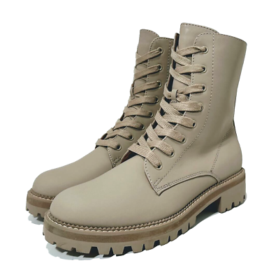 #ad A New Day Women#x27;s Saylor Lace up Combat Boots Taupe Size 10 Women#x27;s Shoes $19.20