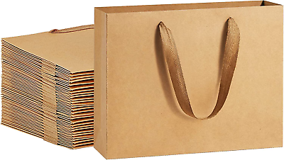 #ad Paper Gift Bags Heavy Duty Kraft Brown Paper Bags with Handles Soft Cloth Party $34.36