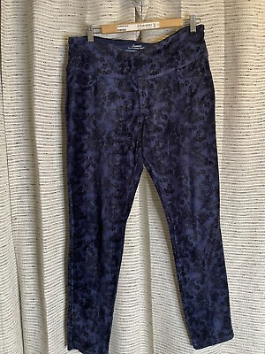 #ad Suave Knit Corduroy Leggings Women’s Size Large Tummy Control Blue Black 3630 $28.00