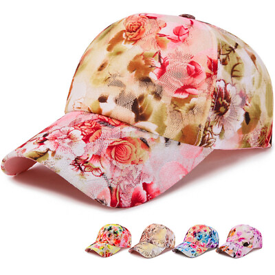 #ad Women Lady Breathable Baseball Cap Adjustable Flower Colorful Travel Sun Hat Out $9.77