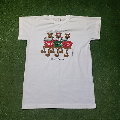 #ad Vintage 90s Raindeer Deer Ho Ho Ho Christmas Funny T Shirt One Size Fits All $10.50