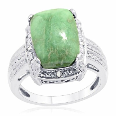 #ad TGW 5.52 cts Outstanding Utah Variscite 14x10 Diamond Ring in Sterling Silver $42.00