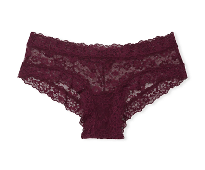 #ad Victorias Secret NWT Large Lace Floral Cheeky Panty Burgundy The Lacie Kir Wine $9.99