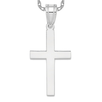 #ad 14K White Gold Latin Mexican Holy Cross Necklace Religious Pendant Jesus Chri... $469.00