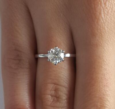 #ad 0.75 Ct Classic 6 prong Round Cut Diamond Engagement Ring VS2 G White Gold 18k $1015.00