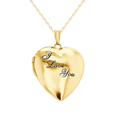 #ad Picture Photo Heart Locket Pendant Necklace 14K Yellow Gold Plated Silver $158.05