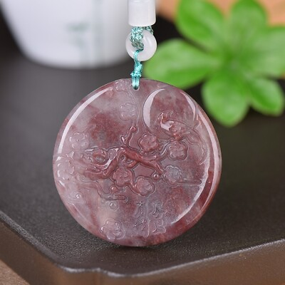 #ad China Jade Hand Carving Animal Magpie Bird Plum Blossom Pendant金丝玉 $18.00