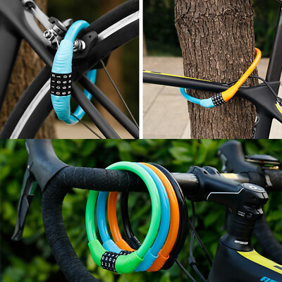 #ad Portable Electric Bicycle Lock 4 Digit Password Anti theft Security Chain Lock $4.56