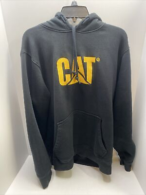 #ad CAT Hoodie Size XL Sweatshirt Long Sleeve Stretch Pullover Front Pocket $28.00