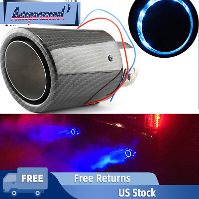 #ad ⭐Universal Car Exhaust Muffler Tip Tail Pipe Carbon Fiber Blue LED Turbo Throat⭐ $18.88