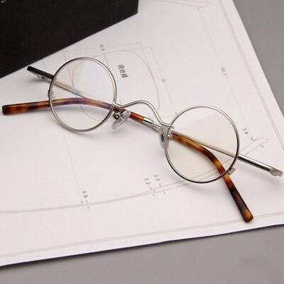 #ad Small Round Eyeglass Frames Men Women Full Rim 35mm Silver Glasses Retro Eyewear $23.99