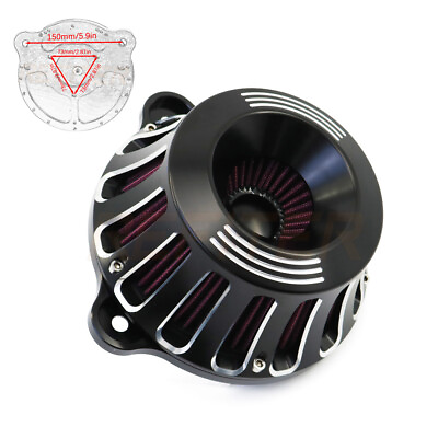 #ad Aluminum Black CNC Cut Air Cleaner Intake Filter Fit For Harley Touring Electra $153.65