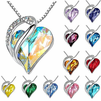 #ad #ad Love Heart Birthstone Pendant Necklaces for Women Jewelry Birthday Mothers Gifts C $2.51