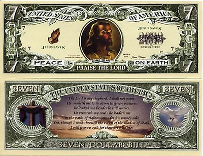 #ad Jesus Christ Psalm 23 7 Dollar Bill Play Funny Money Novelty Note FREE SLEEVE $1.69