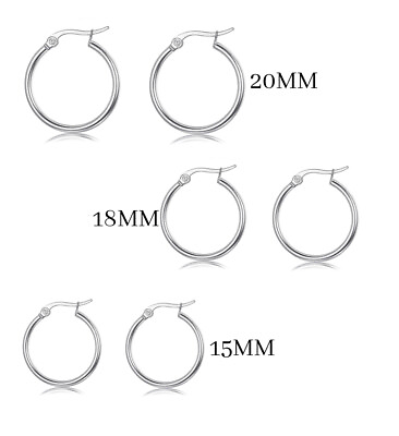 Elegant 925 Sterling Silver Hoop Earrings for Women Jewelry 3 Pack Set 20 18 15M $10.50