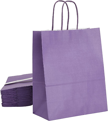 #ad 25 Pack Medium Gift Bags with Handles for Presents Purple 8 x 10 x 4 In $18.99