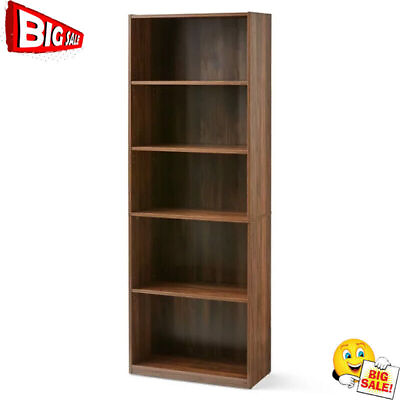 #ad 5 Shelf Bookcase Bookshelves W Adjustable Shelves Sturdy Storage Home Walnut US $70.78