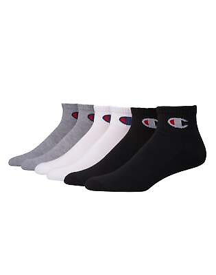 #ad #ad Champion Ankle Socks Men 6 Pack Wicking Arch Support Cushioned Knit Logo sz 6 12 $15.00