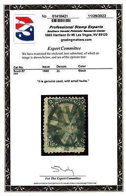 #ad US Scott #87 2c Andrew Jackson Stamp. Used. E. Grill. PSE Cert. CV $200 $149.99
